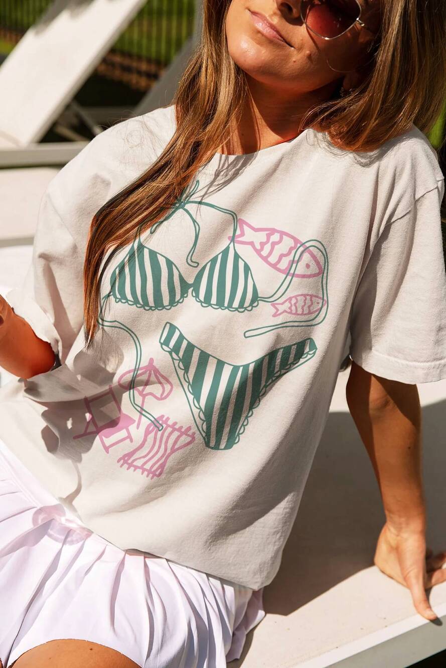 NEW GIRL TRIBE CO. women's bikini tee in ivory